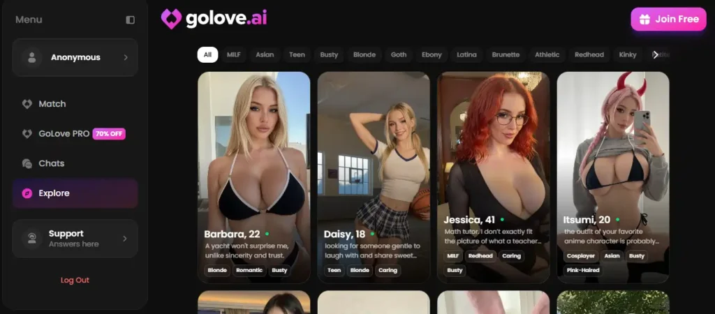 GoLove AI Explore Page